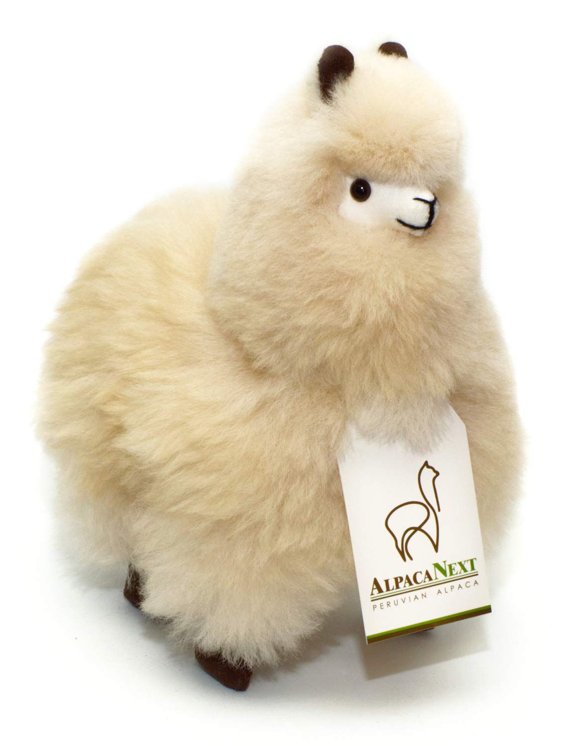 AlpacaNext Alpaca Stuffed Animal – 9 inch. Cute, Soft and Cuddly Alpaca Plush Toy Handcrafted on Real Alpaka Natural Fur (9 inches, Beige)