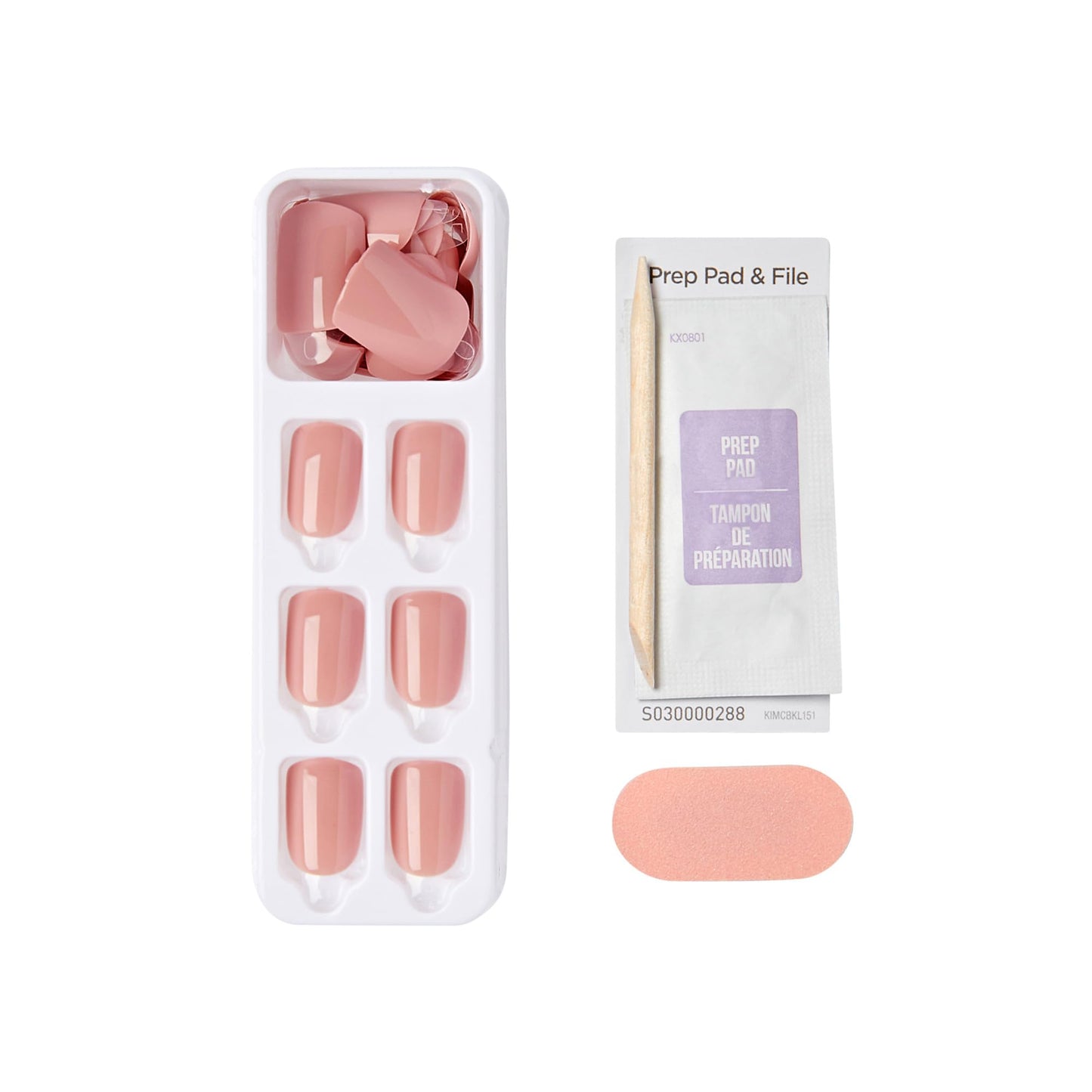 KISS imPRESS No Glue Mani Press On Nails, Color, 'Your Magic', Pink, Short Size, Squoval Shape, Includes 30 nails, 1 mini file, 1 prep pad, Instruction Sheet, manicure stick