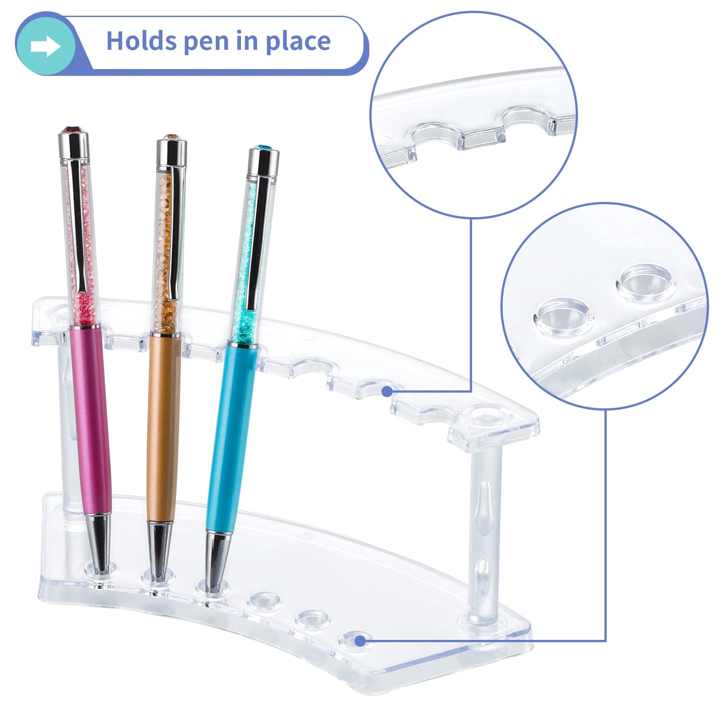 MOLIGOU 6 Pcs Pen Display Stand, 6 Slots Plastic Pen Holder, Clear Pen Display Rack for Craft Shows