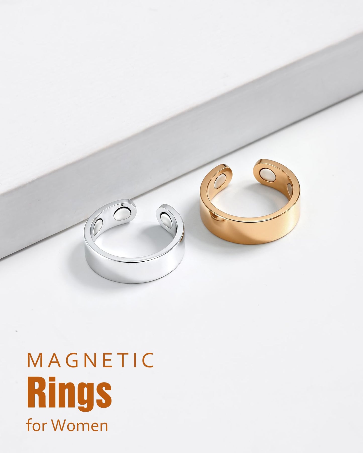 Jecanori Magnetic Rings for Women,Adjustable Stainless Steel Jewelry,Ideal Gift for Women