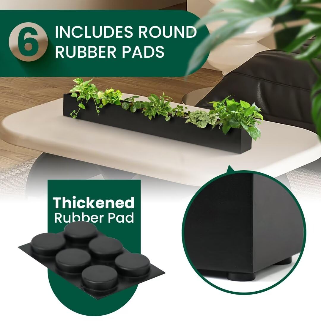 GZGNEEVL Trough Rectangle Planter Window Sill Planter Box Long Window Planters Modern Galvanized Steel Succulent Planter Black Metal Windowsill Pot 32 in for Indoor Plants Herb Table Home Outdoor