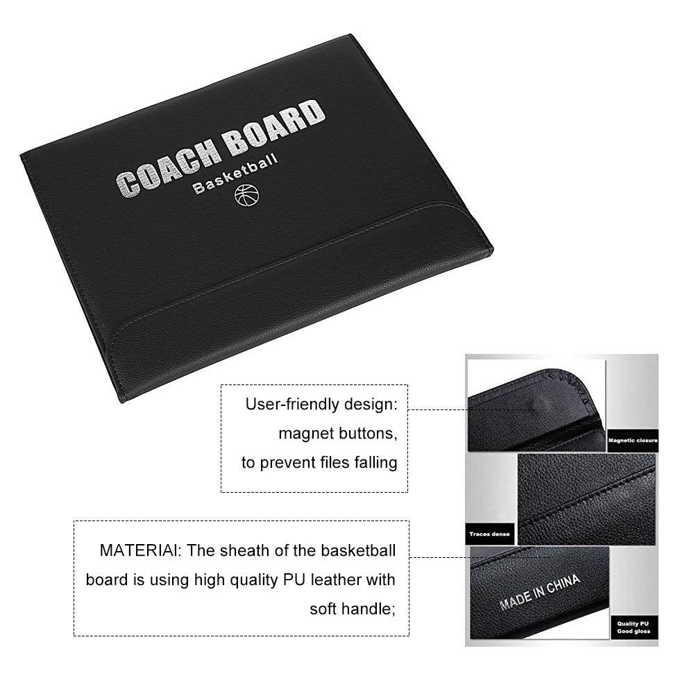 Zosebffej Basketball Coach Tactic Board,Foldable Erasable Coaches Strategy Clipboard,Training,Game Plan and Coach&Referee Study Accessory