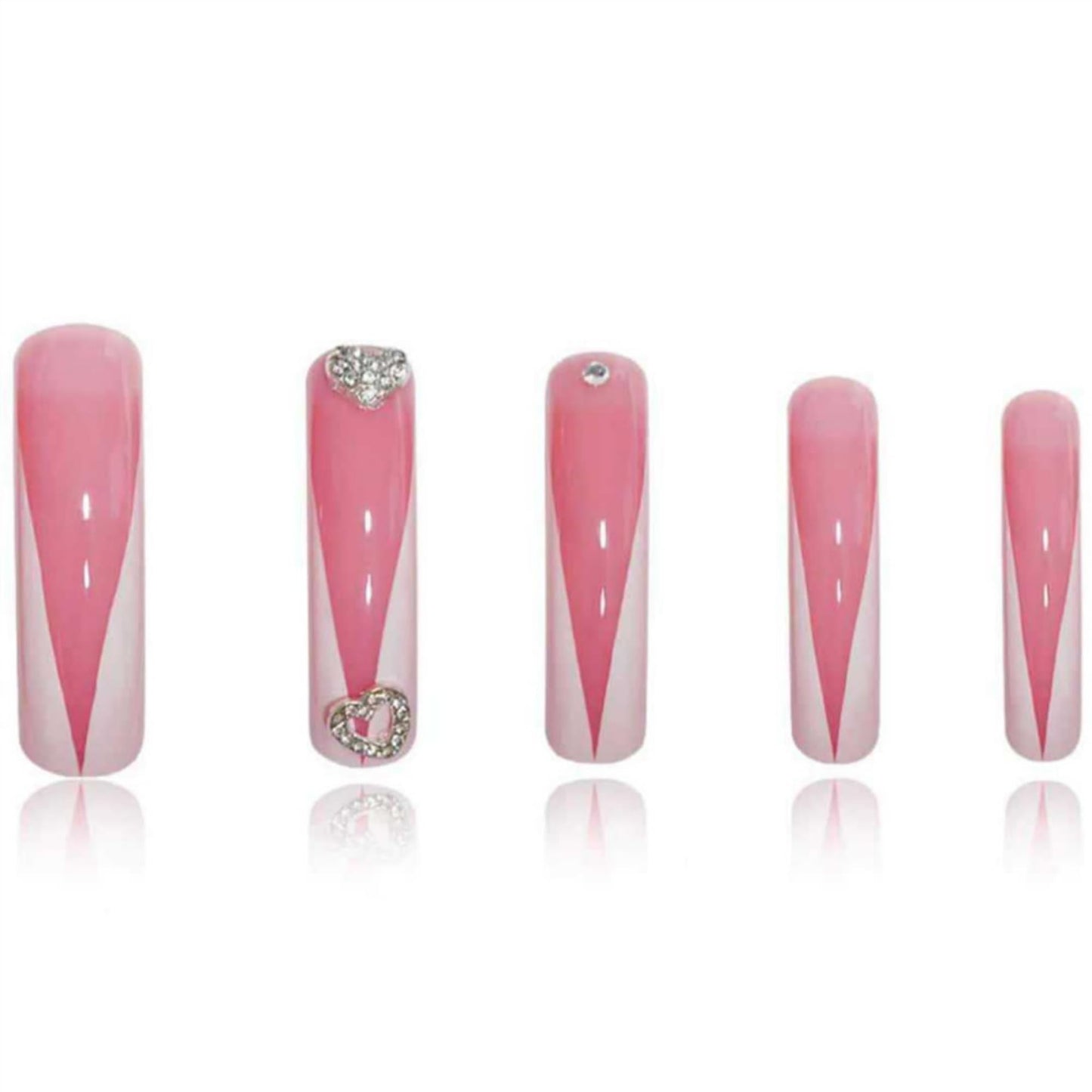 SEENEEY Long Curved Press on Nails White Fake Nails French Artificial Nail Glossy Stick on Nail for Women 24pcs
