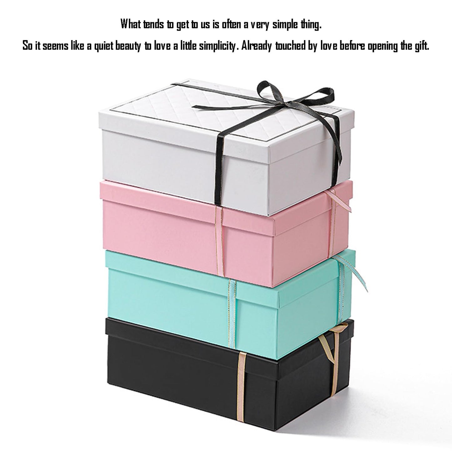 kaxilu Light yellow Gift Box Luxury With Lid & Ribbon, Foldable Gift Boxes 4 Pack 9.8x7x3.3Inches - Elegant Wedding & Birthday Packaging Gifts Box