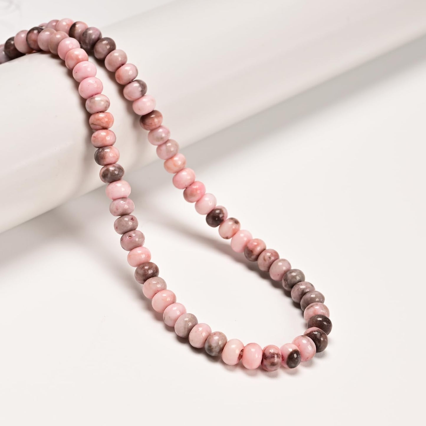 ICAI 4x6mm Natural Rondelle Beads – Loose Gemstone Spacers for DIY Jewelry Making (Pink Zebra Jasper)