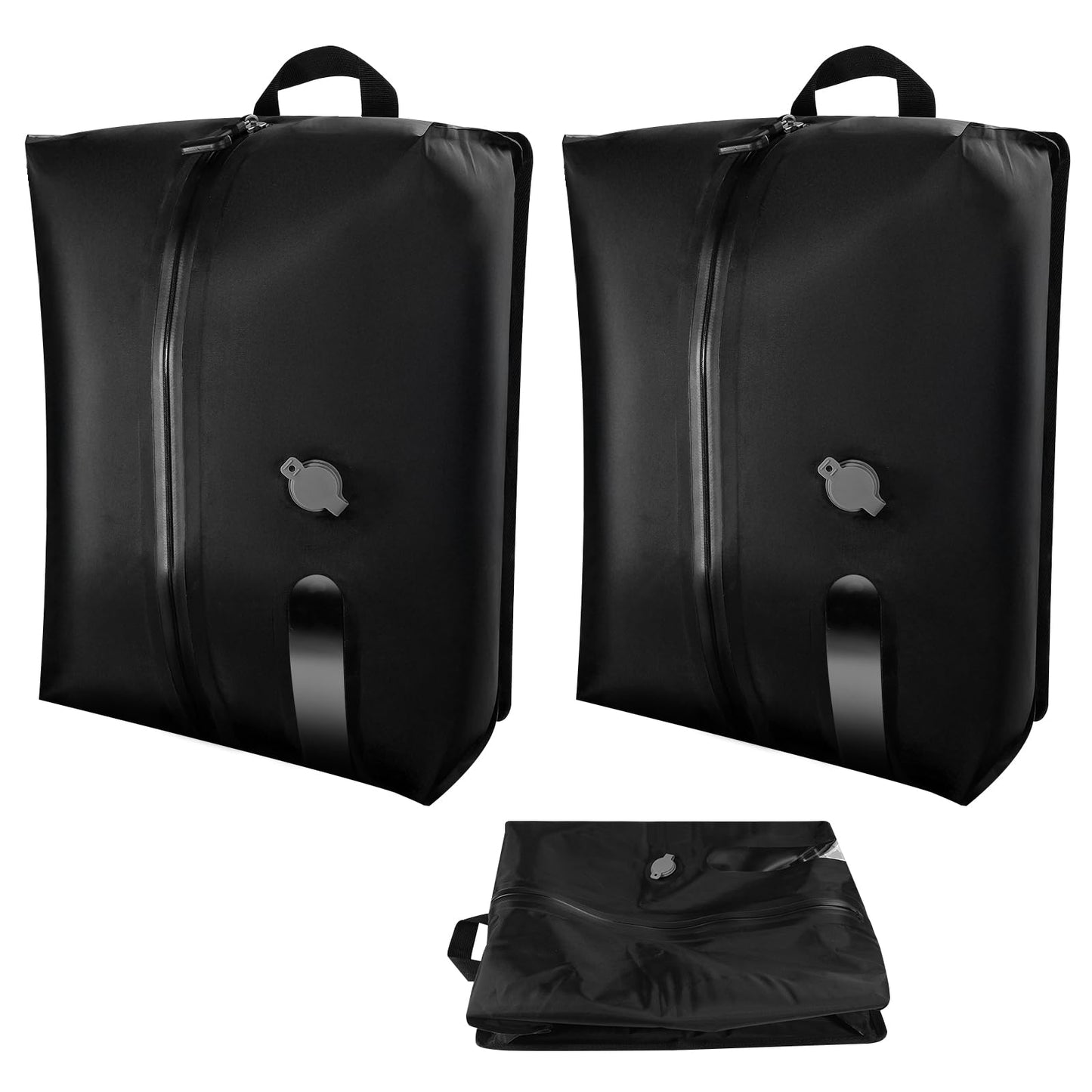 Reusable TPU Travel Vacuum Compression Bags - Waterproof Space Saver Bags for Luggage, Suitcase, Backpack, Storage Organizer (No Pump Required, 2 Pack, Black)
