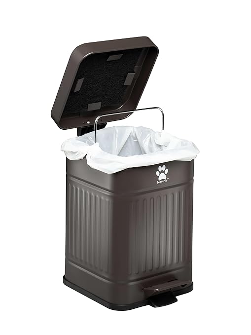 Nevink Dog Poop Trash Can Outside - Outdoor Dog Waste Trash Can with Lid - Odor Proof Waste Station Container for Backyard - 5L/1.3Gal (Black)