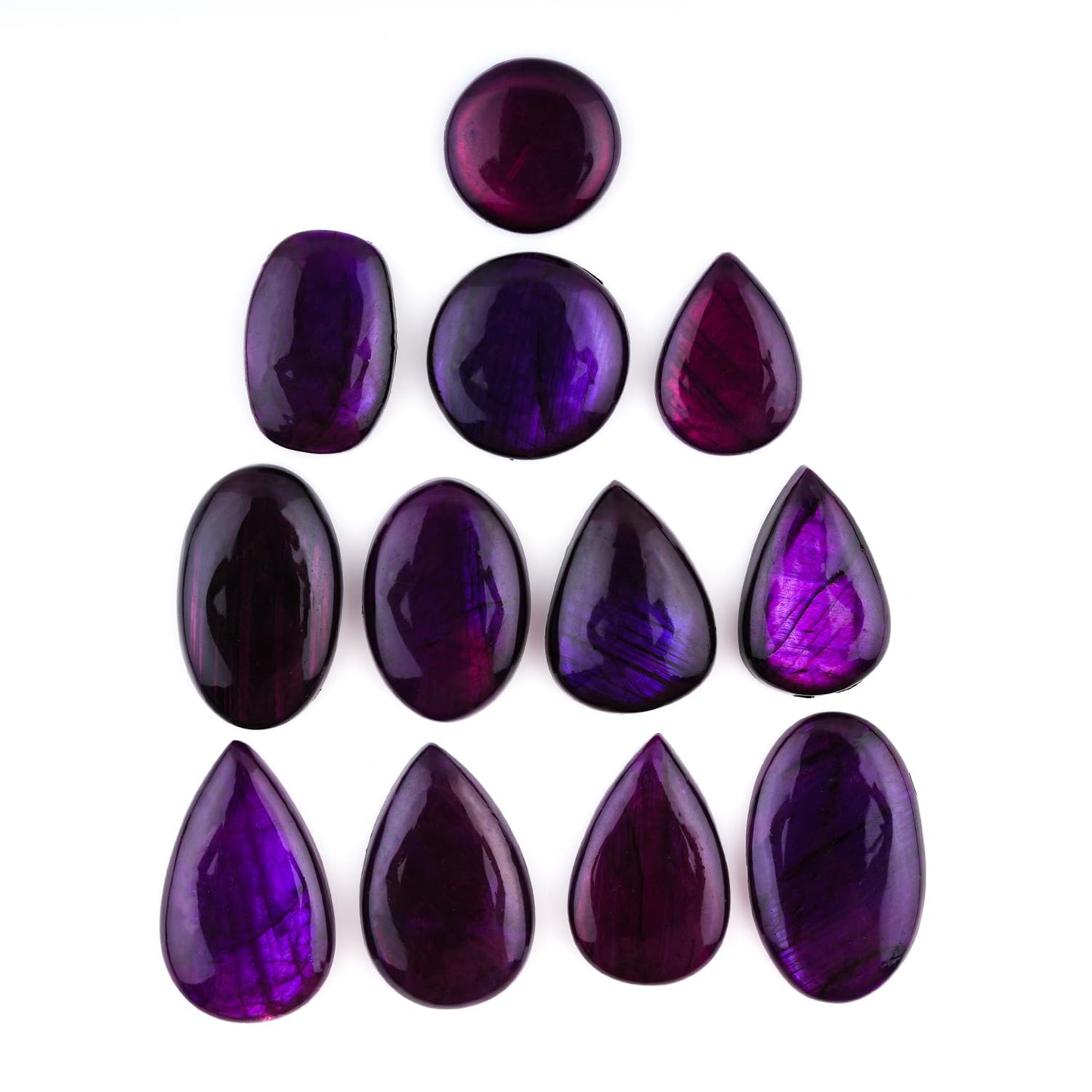 GEMKORA 5PCS Purple Labradorite Mix Gemstones Cabochons, Jewelry Making Loose Stones, Polished Gems, DIY, Wire Wrapping, Healing Crystals, Bulk Gemstone Deal (20-30mm)