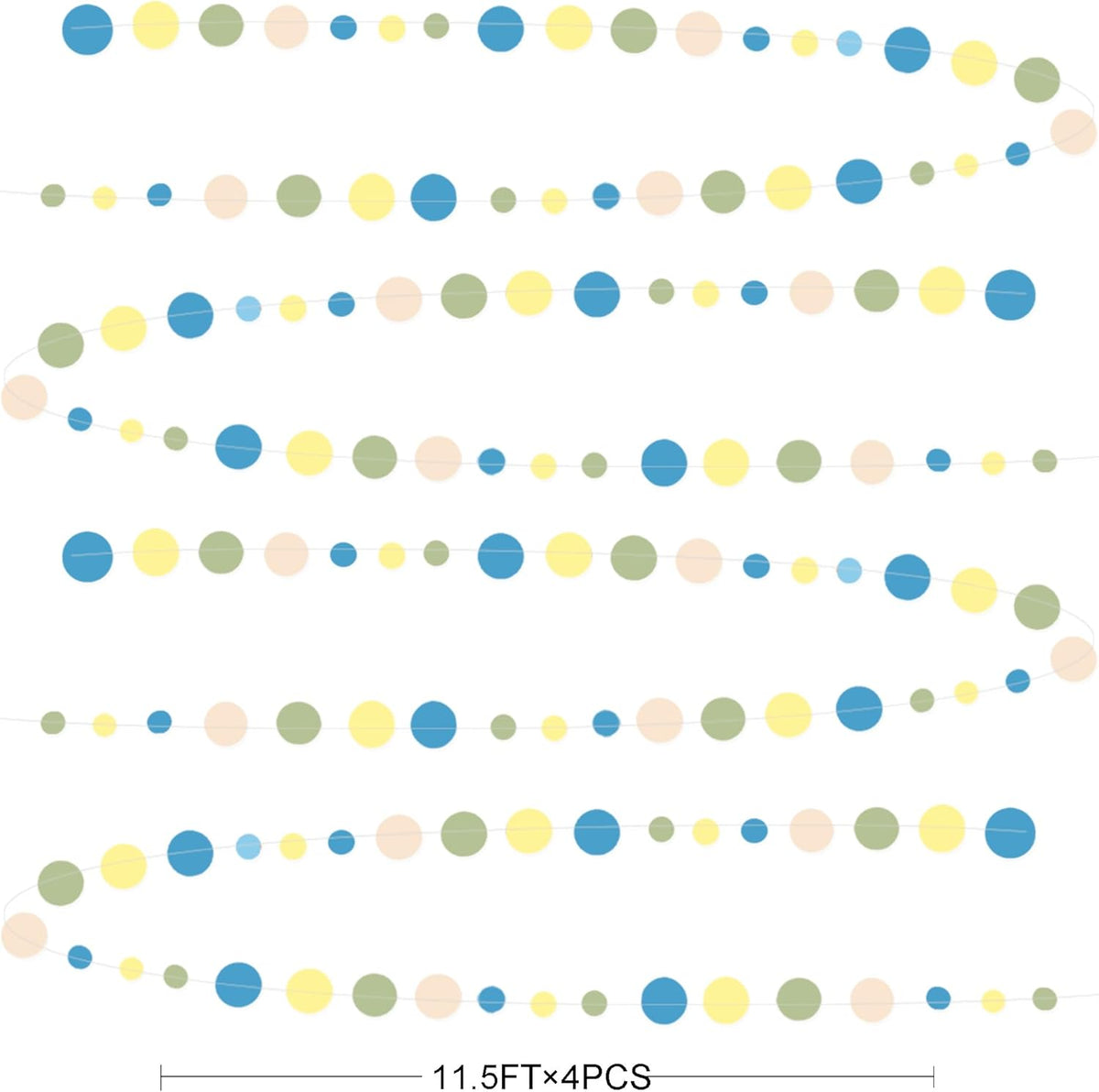 Sage Green Dusty Blue Yellow Beige Polka Dots Garlands Olive Green Macaron Yellow Dusty Blue Sand White Cream Nude Hanging Paper Circle Dots Streamer for Birthday Baby Shower Wedding Party Decorations