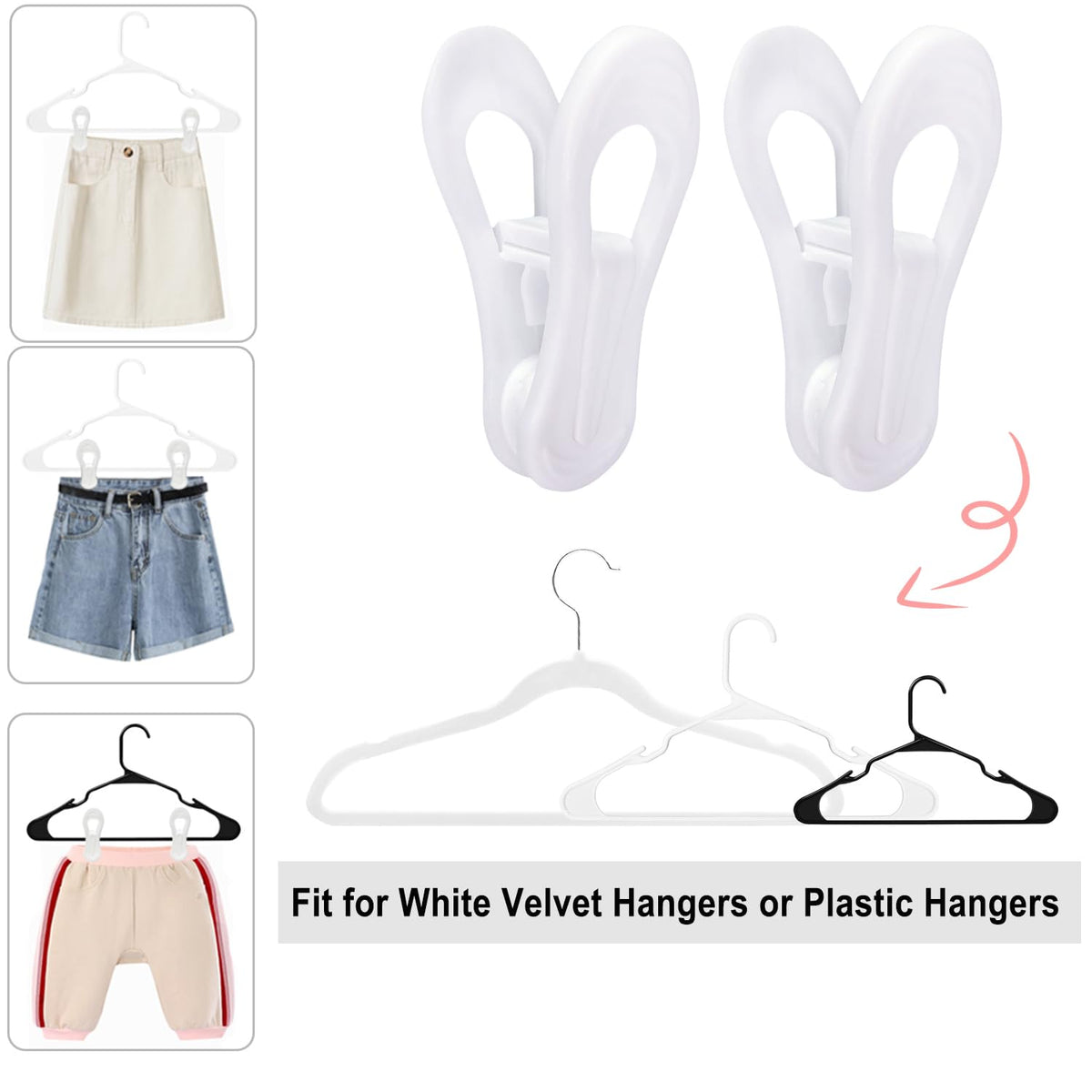 White Hanger Clips 60 Pack