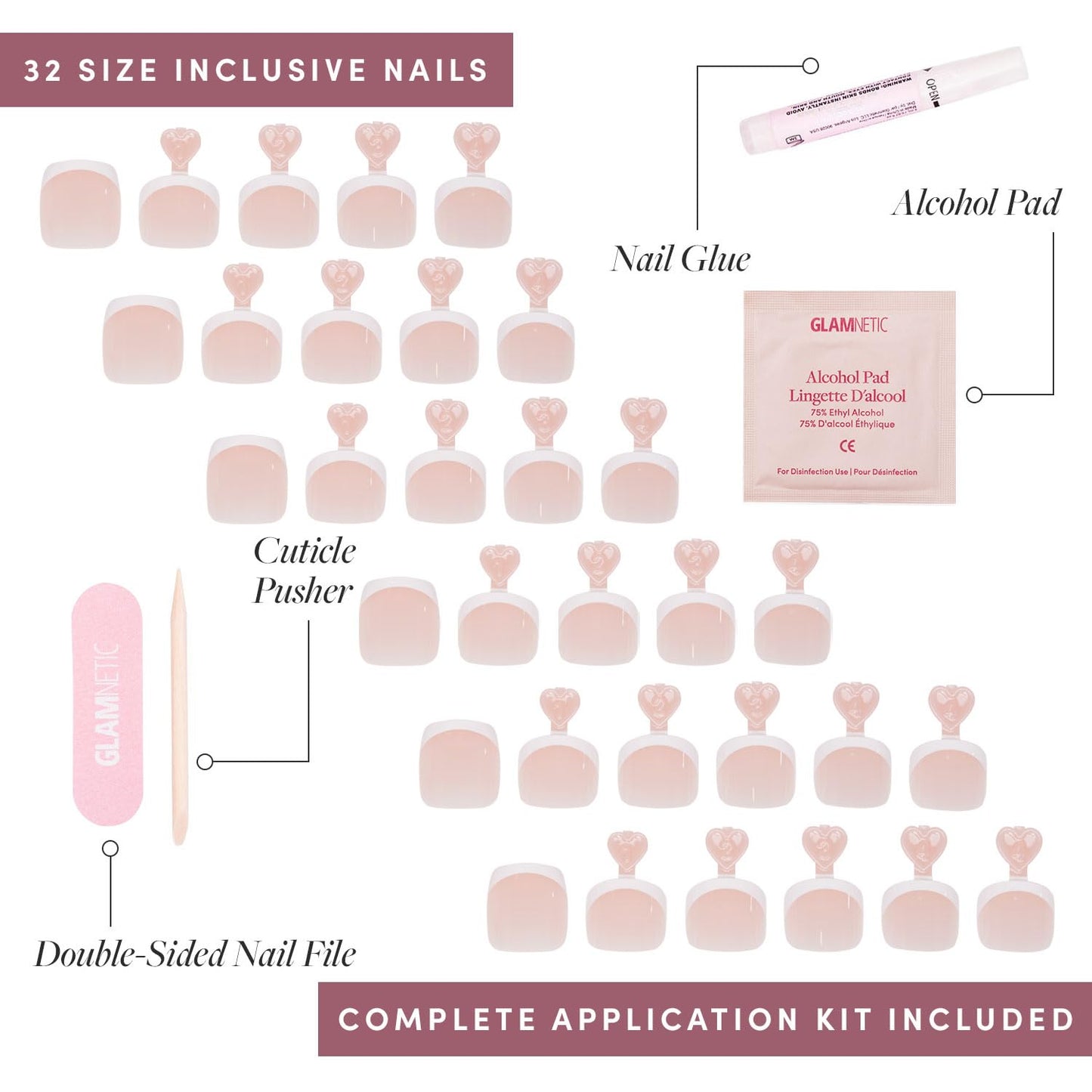 Glamnetic Press-On Nails Bundle - Azure Blue, Hailey & Fairy Dust | Bright Blue Round Fake Nails | Glazed Almond False Nails | Short Oval Beige-Pink Nails with a Metallic Finish