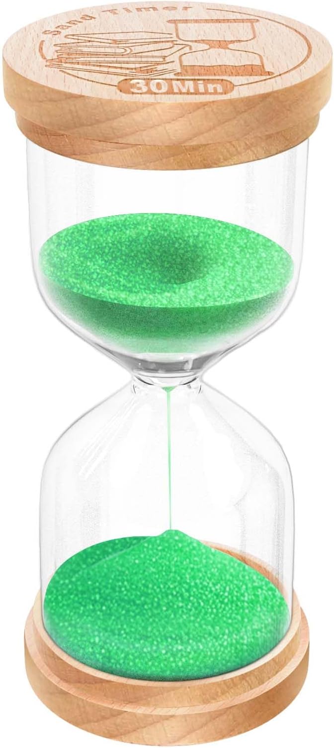 30 Minute Sand Timer Hourglass, Beech Wood Hourglass Sand Clock, Small Wooden 30 Min Hour Glass, Sandglass, Reloj De Arena, Classroom, Game, Kitchen, Home, Office, Decorative