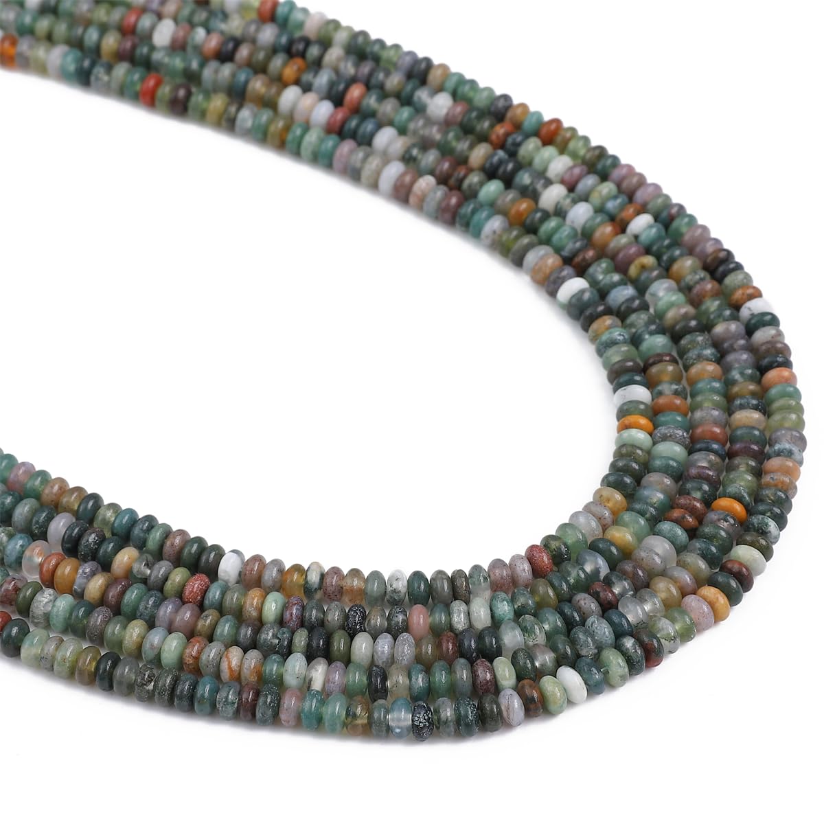 BEADIA Natural Indian Agate Spacer Beads Caps Rondelle Disk Loose Beads for Beading Jewelry Making 4mmx2mm 38cm