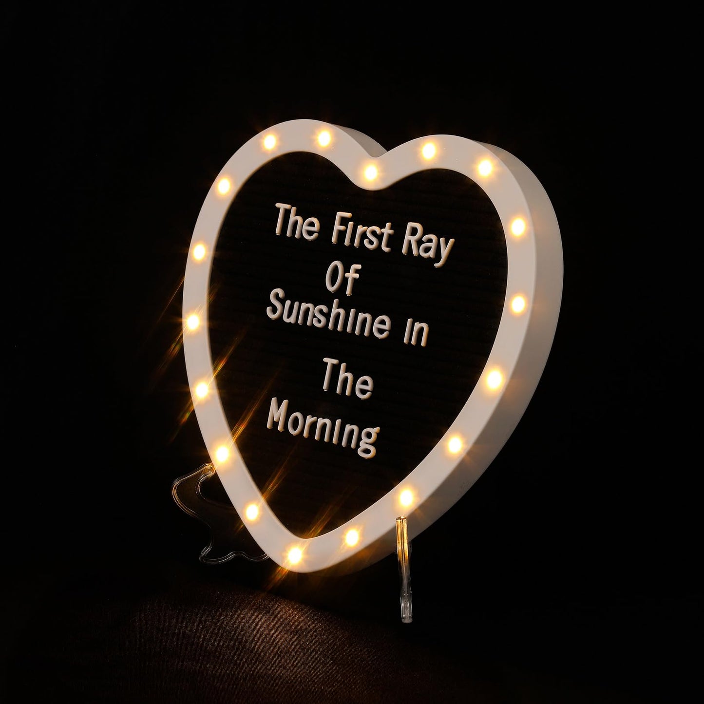 G GAMIT Heart-Shaped Felt Letter Board with Built-in LED Lights,10x10 Light-up Message Board with 663 Pre-Cut Letters,Cursive letters for Valentine’s Day Birthday Party,Pregnancy Announcement,Wedding