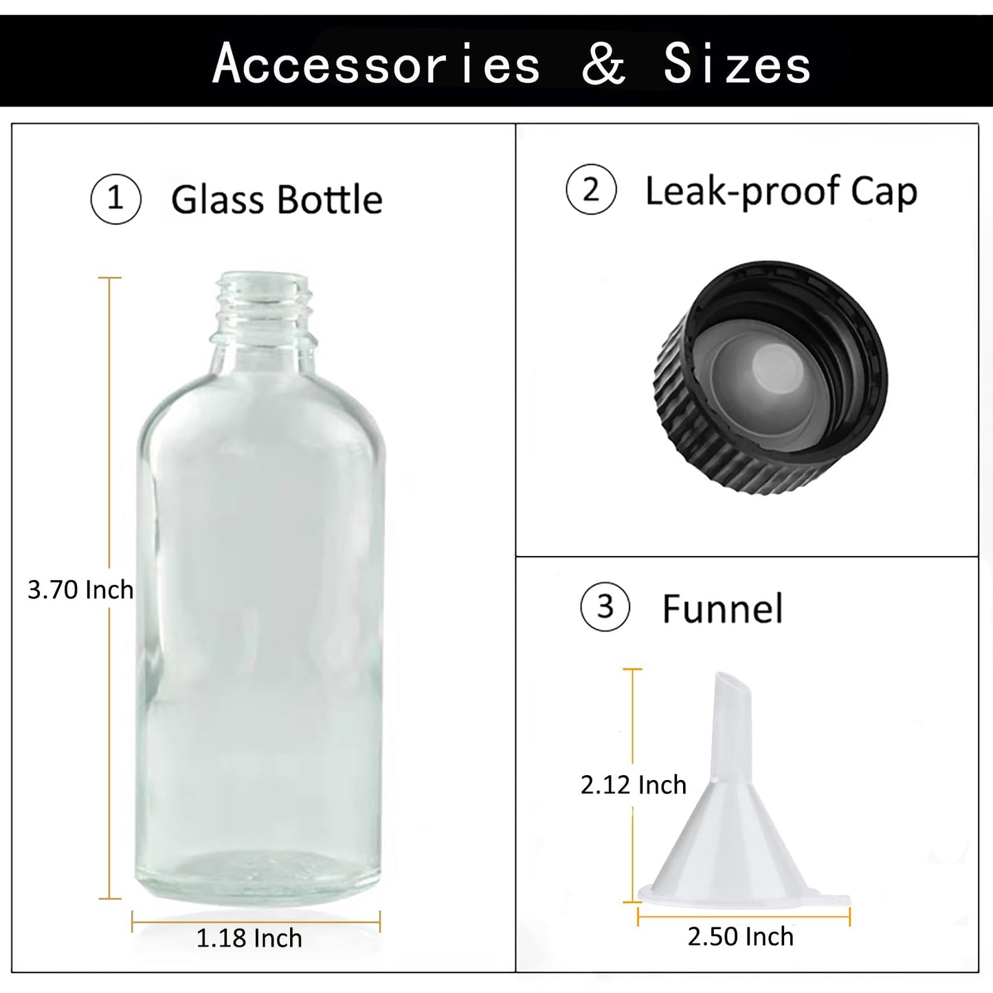 DIDITIME 24 Pack Glass Bottles With Caps, 2 oz Jars With Lids for Ginger Shots, Vanilla Extract, Juice, Oil, Wellness Shot, Hot Sauce - Mini Decorative Bottles