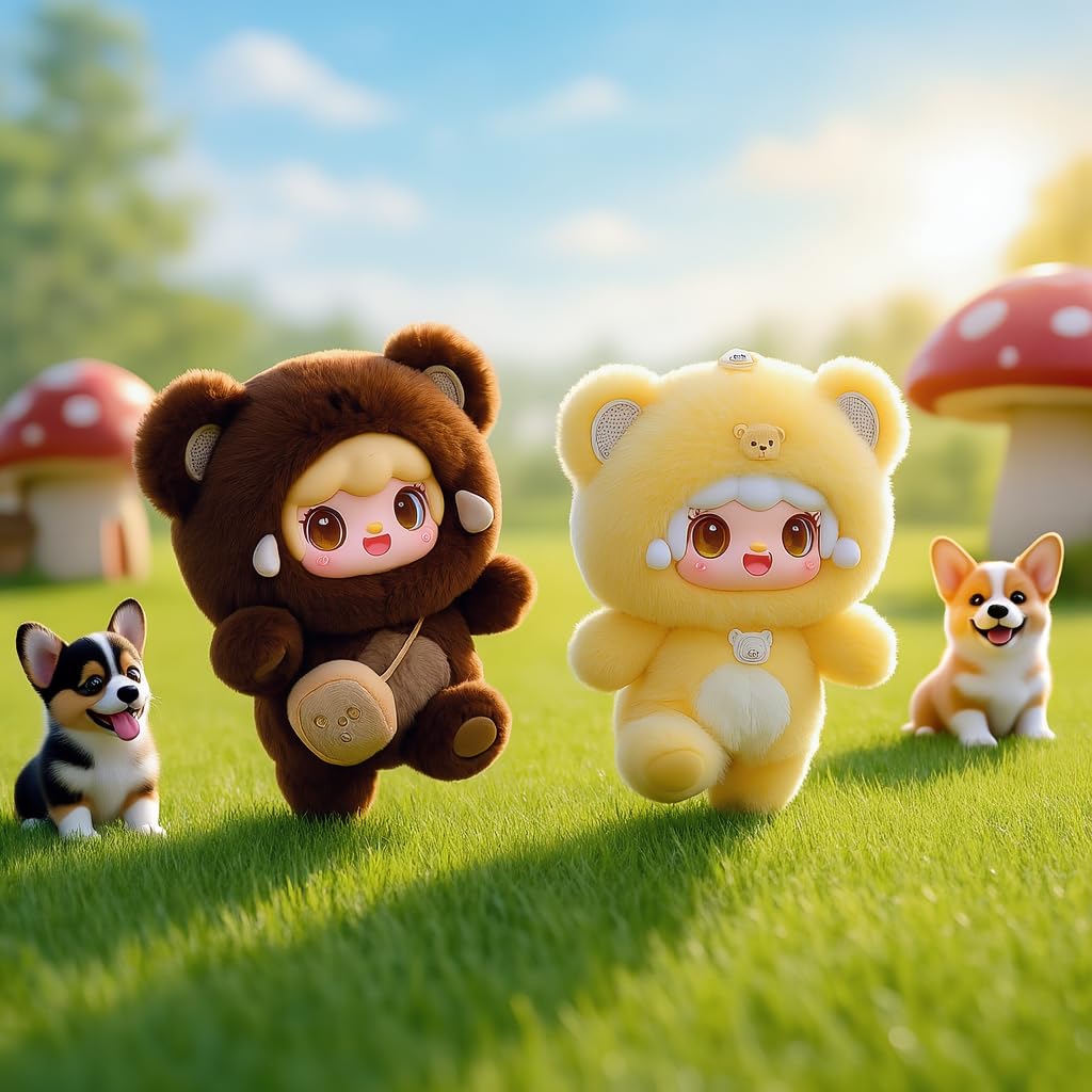 Yooki Cute Plush Pendant Blind Box,Random Vinyl Dolls Surprise Birthday Gifts,Single Mystery Box-Take A Bite of Bear Series