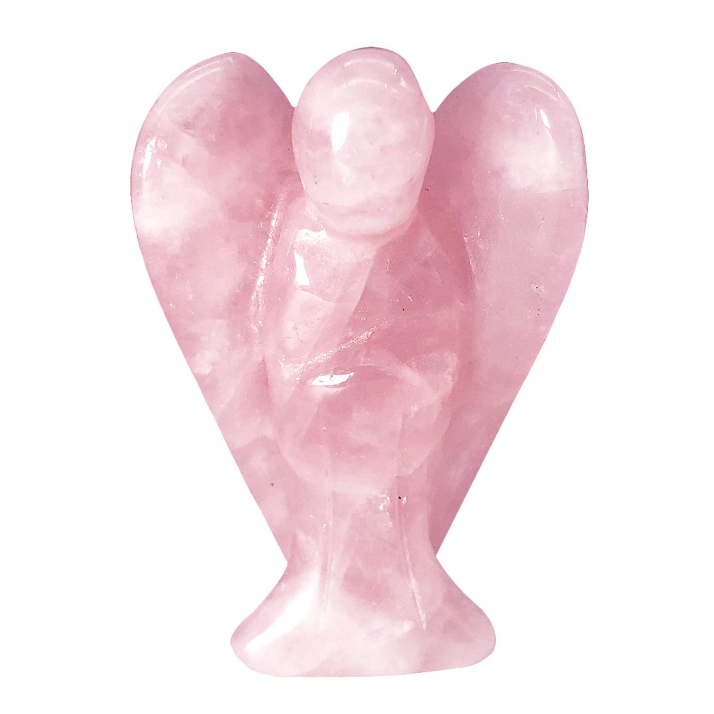 favoramulet 2 Inches Rose Quartz Crystal Pray Guardian Angel Statue, Carved Healing Peace Angel with Wing Figurine Pocket Stone