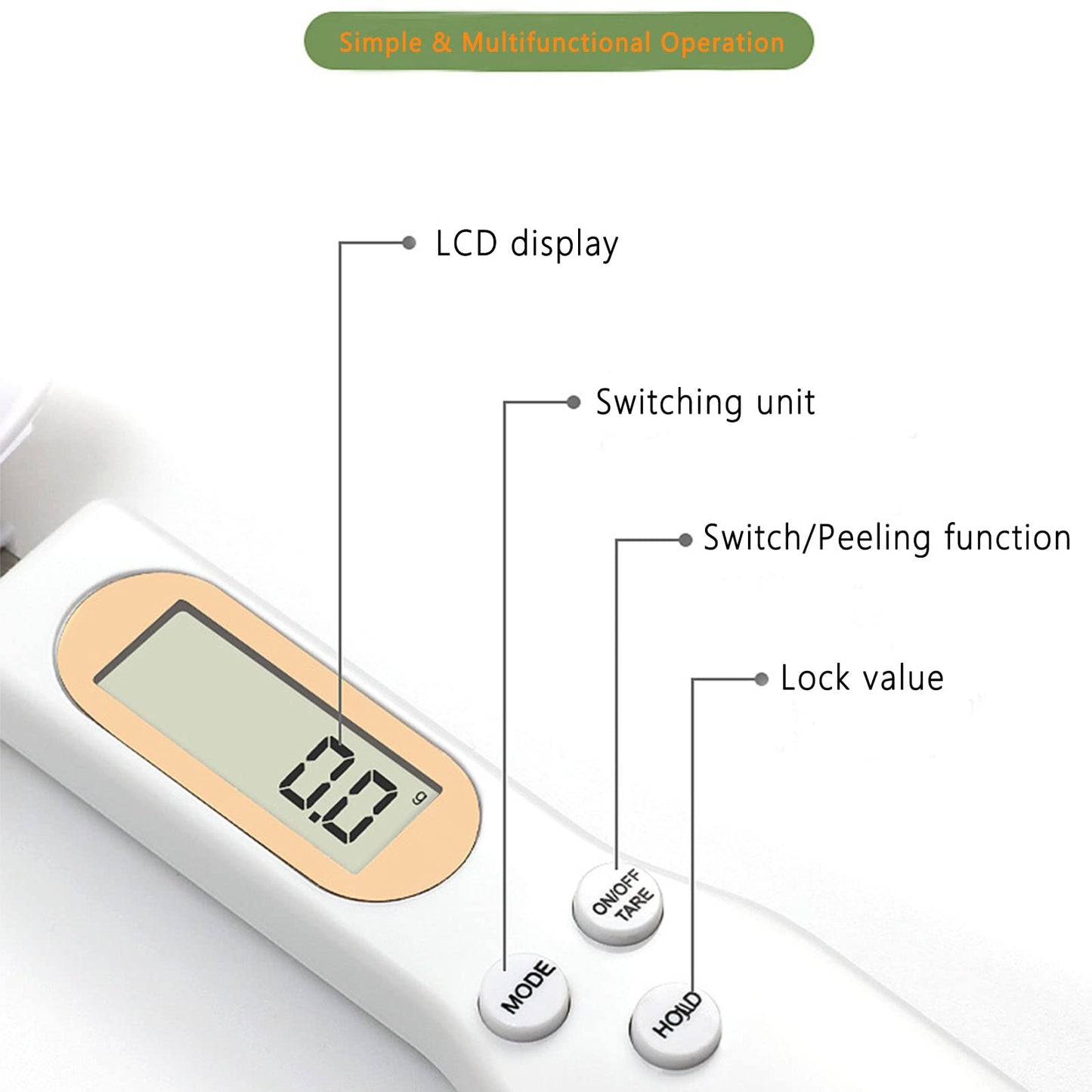 3T6B Spoon Scales Digital Weight Grams, 0.5g-500g Kitchen Electronic Gram Measuring Spoon Scales with Accurate LCD Display for Dispensing Coffee Beans, Milk, Flour