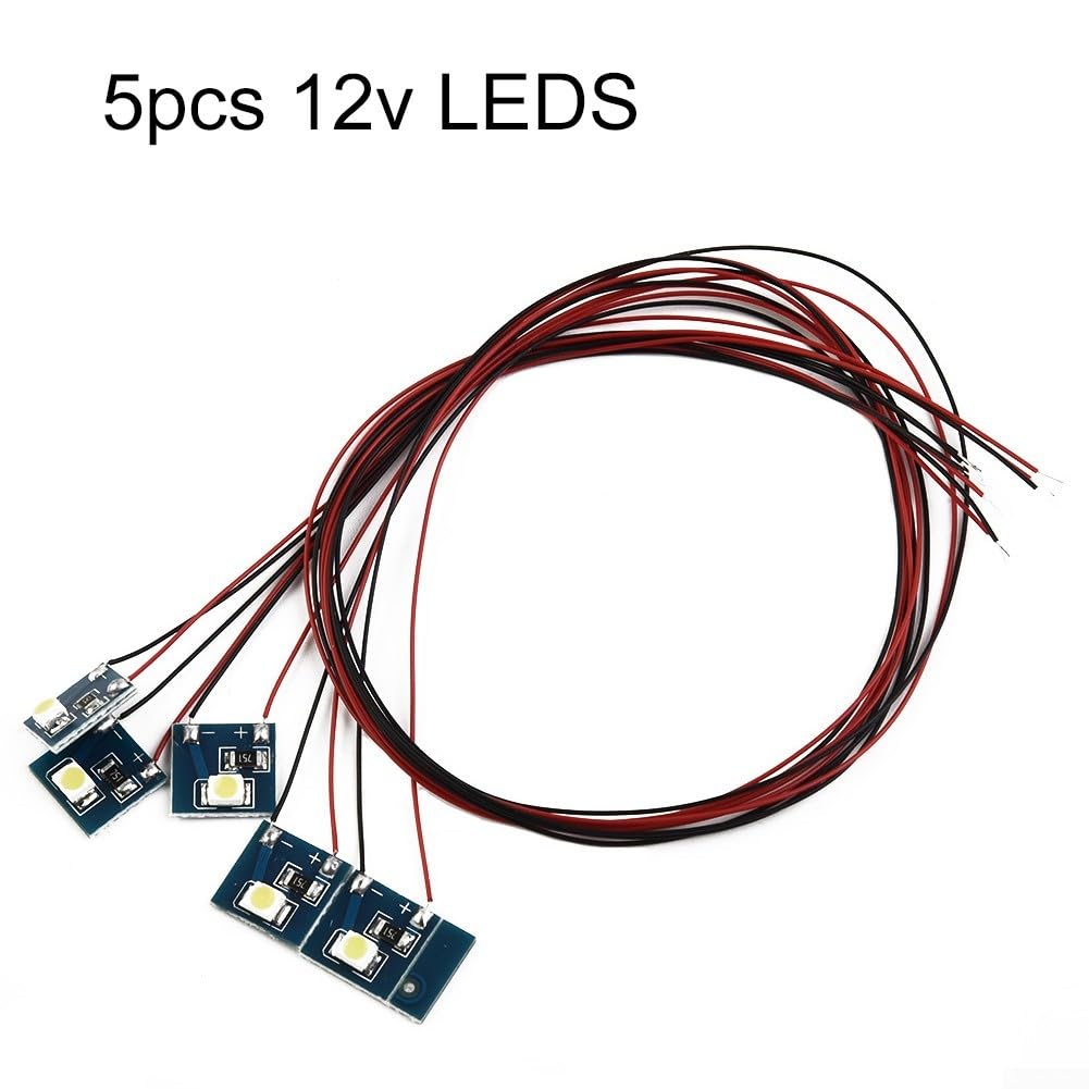 Clashpower 5pcs Model Train Pre-soldered Wired 12v LEDs for Model Railway Building Interior Lighting Decorations(Warm Light), AN1783C09GNC1EB8388223FY8F