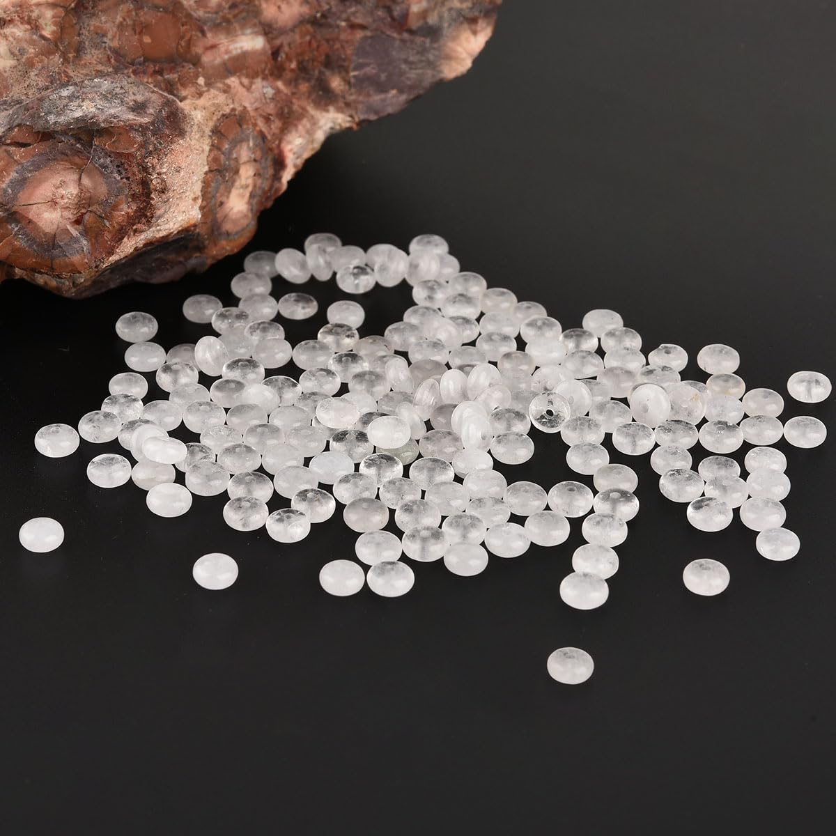 170pcs 4x2mm Natural White Crystal Stone Disk Rondelle Spacer Semi Precious Gemstone Loose Beads for Jewelry Making 15 Inch