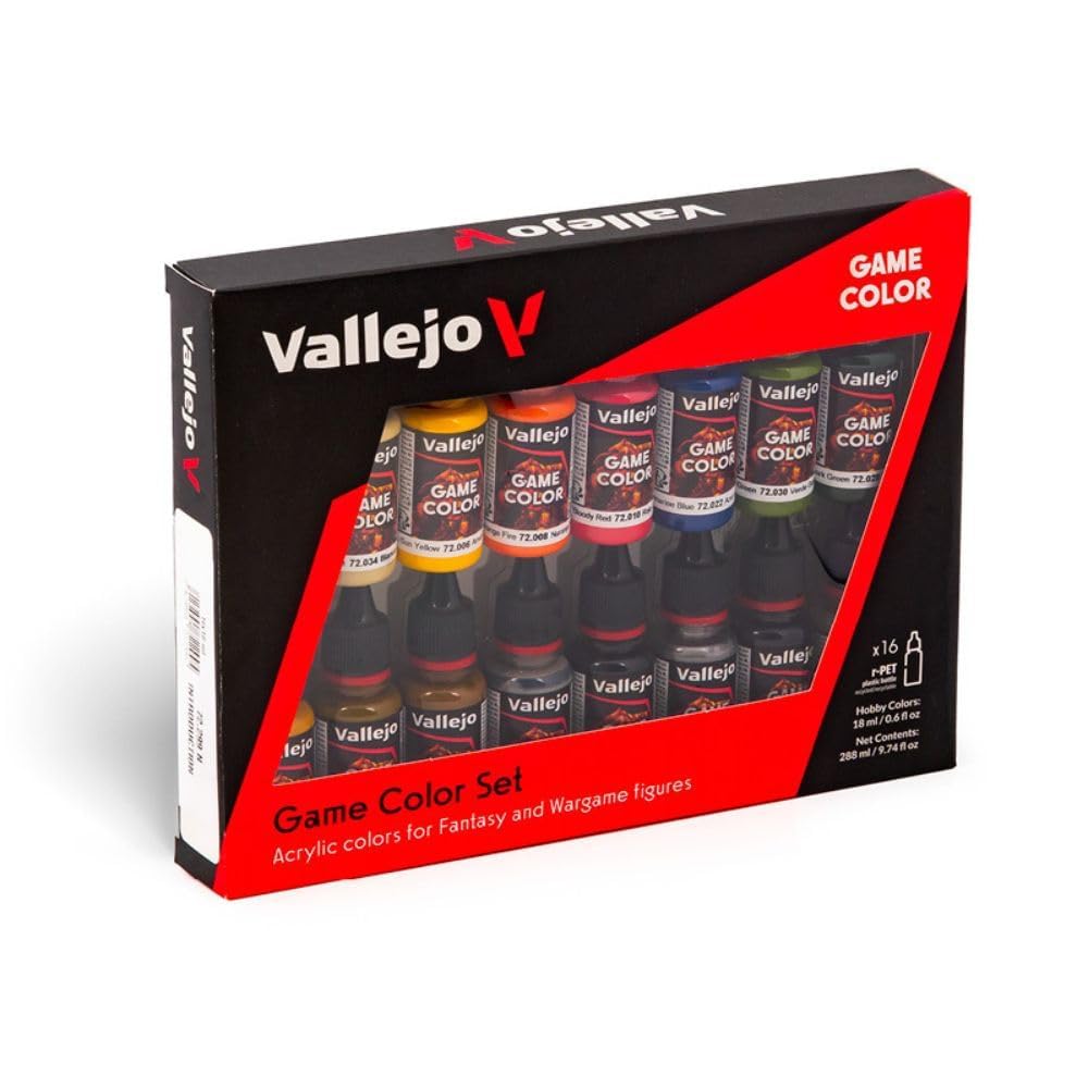 Vallejo - Game Color Introduction Set | Starter Set for Fantasy and Wargame Figures | 16 Bottles x 18 ml (0.60 fl.oz.)