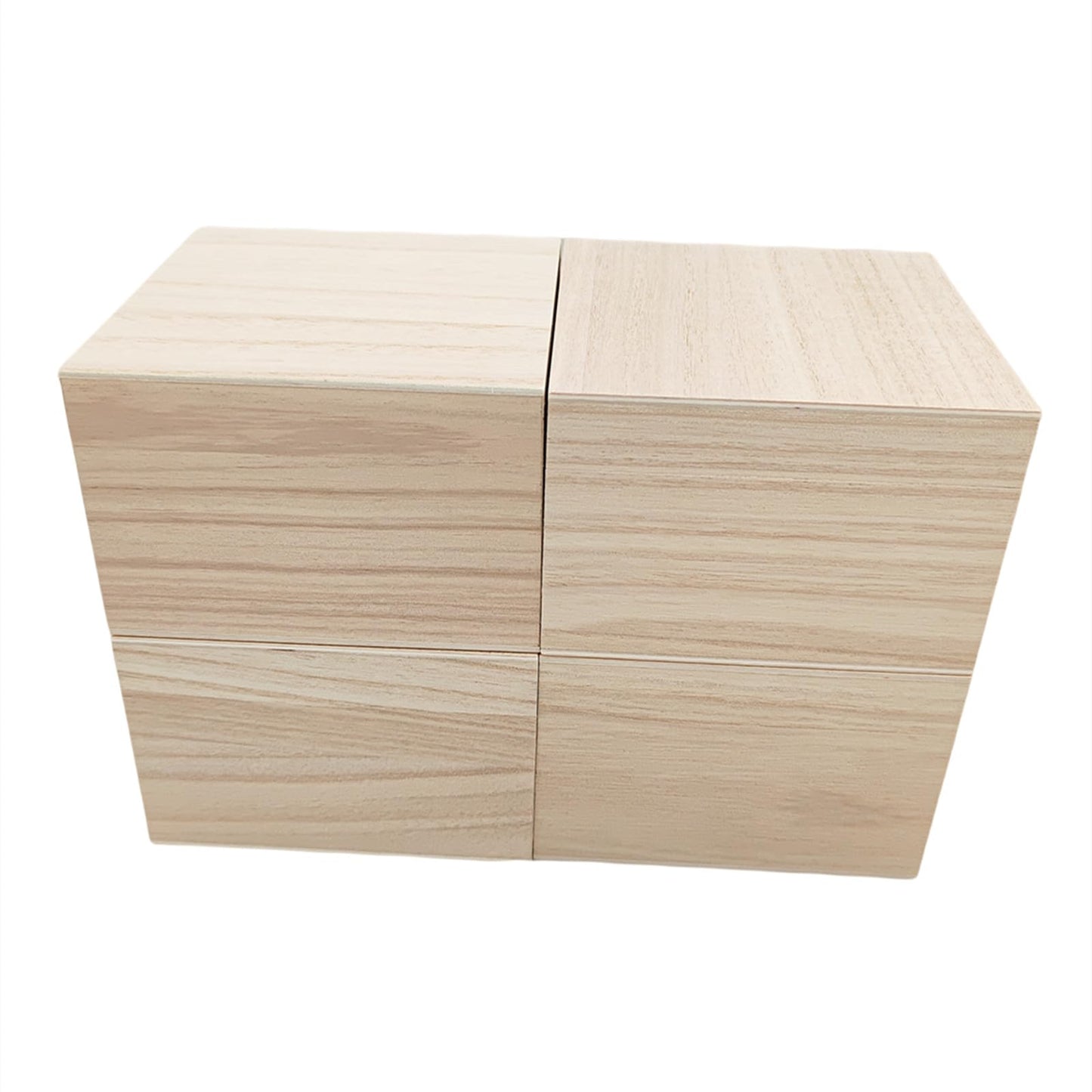 Anktily 4PCS Unfinished Wooden Box with Top Lid, 4.7 x 4.7 x 3 inch Small Square Wood Keepsake Box,Rustic Wood Container Boxes for Crafts, Home Storage