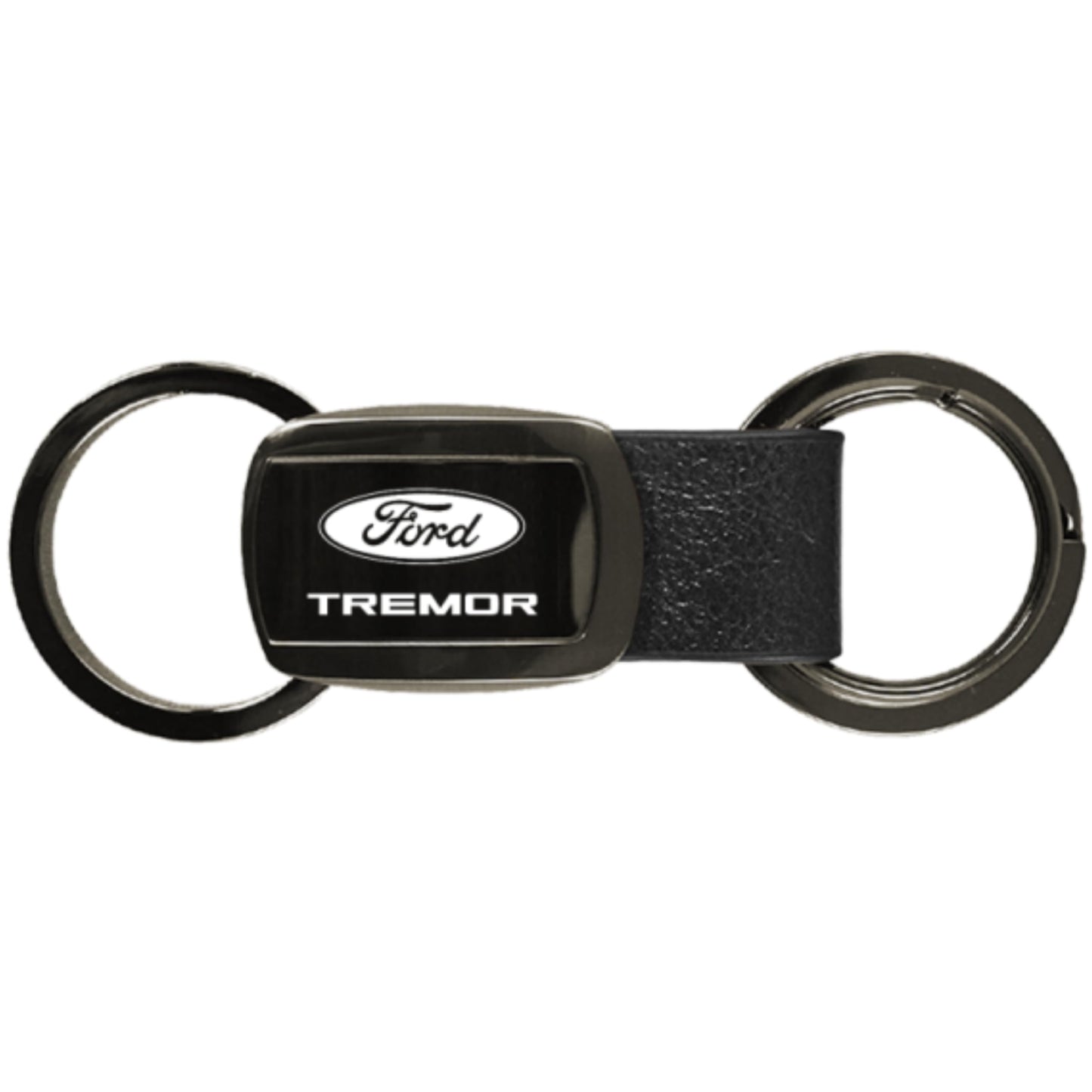 AU-TOMOTIVE GOLD INC. Officially Licensed Gun Metal Leather Tri-Ring Keychain for Ford Tremor