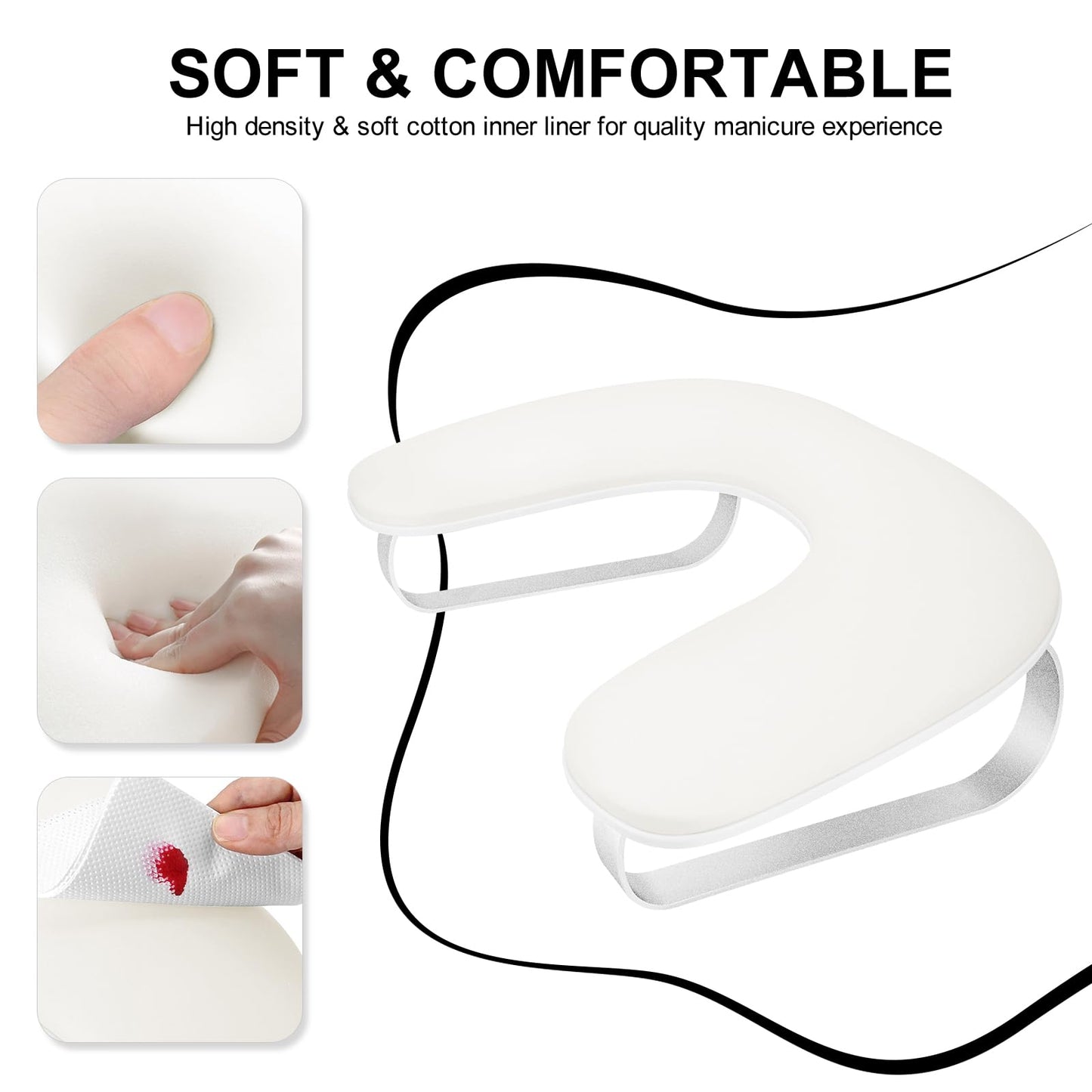 U Shaped Arm Rest for Nails Tech,Cleanable Leather Manicure Nail Hand Rest Stand,Nail Armrest Pillow for Acrylic Nails Salon Tool,Aluminum Alloy Holder,Non-slip Pads