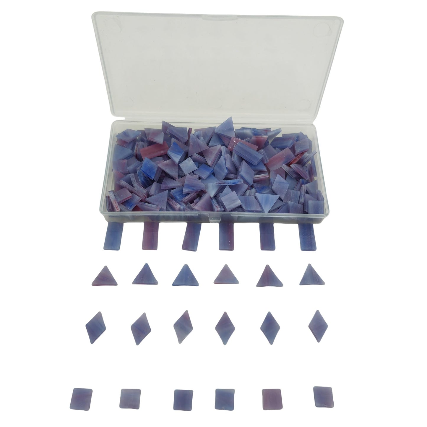 4 Shapes Mixed Glass Mosaic Tiles,Square+Diamond+Triangle+Rectangle 220 PCS Stained Glass Mosaic Pieces for Handmade Art Crafts and Home Decoration (Violet)
