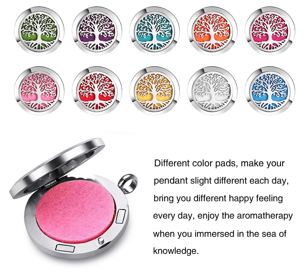 Aromatherapy Essential Oil Diffuser Necklace Tree of Life Pattern Stainless Steel Locket Pendant