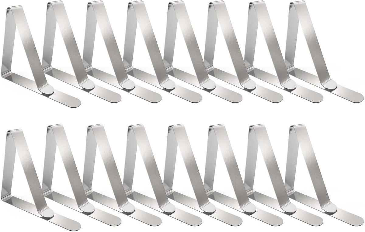 TriPole Tablecloth Clips 16 Pack Large Picnic Table Cover Clips Stainless Steel Tablecloth Clamps for Outdoor Home Kitchen Restaurant Wedding Party, Fit for 1.7”-2.75” Thick Folding Wooden Tables
