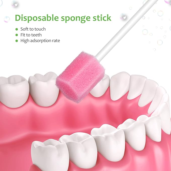 Operitacx 250 Count Disposable Oral Swabs Hexagon Pink Mouth Sponges for Teeth Cleaning Daily Oral Care for Adults and Kids