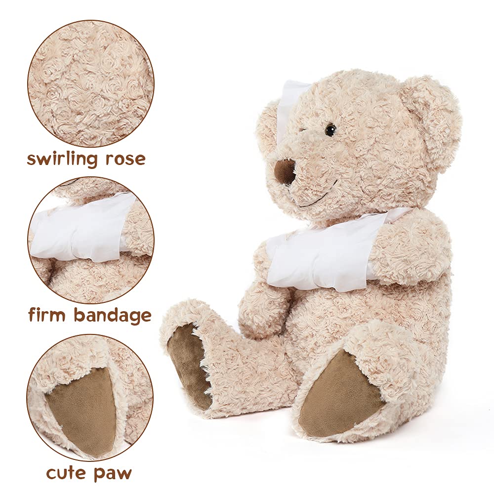 Muiteiur 25.6 Inch Get Well Soon Teddy Bear, Broken Arm Gift for Kids, Soft Recovery Bear with Bandage, Gift for Kids Adult After Surgery