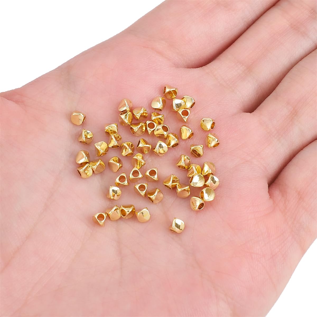 BEADIA 14K Gold Plated Twisted Spacer Beads 3x3mm 50pcs for Jewelry Making Findings Non Tarnish