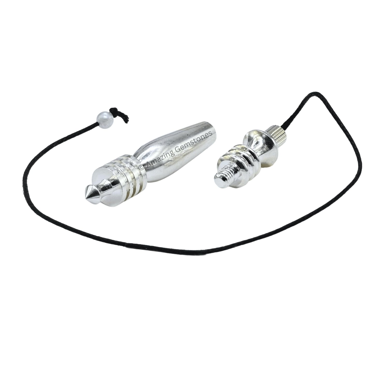 Amazing Gemstone Healing Metal Pendulums for Divination, Silver Double ISIS 7 Ring Karnak Steel Copper Pendulum High Energy Pendulo de Bronce Pendulos de Mesa MP79