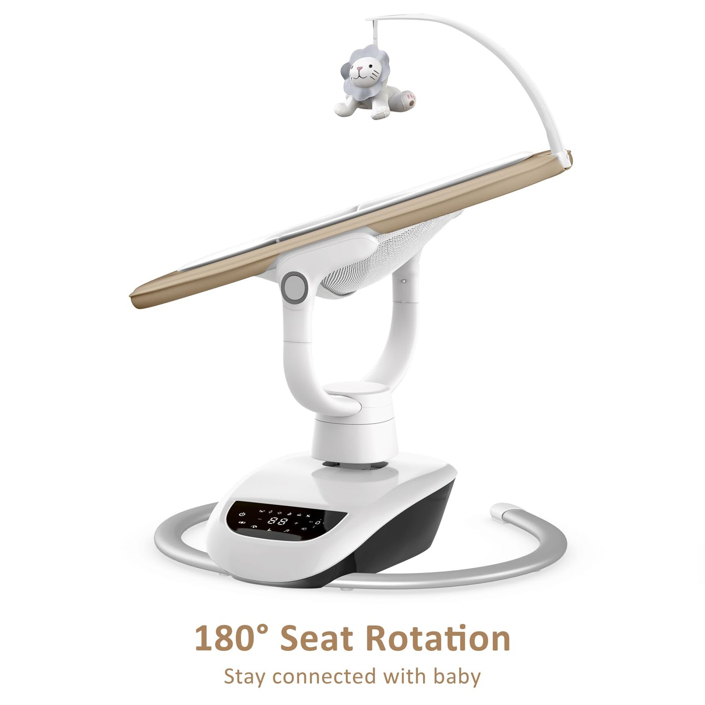 Angelbliss Baby Swing with Custom Motion, 3D-Motion Electric Swing with 6 Unique Motions & 4-Speeds, Bluetooth Enabled, 13 Preset Lullabies (Beige)