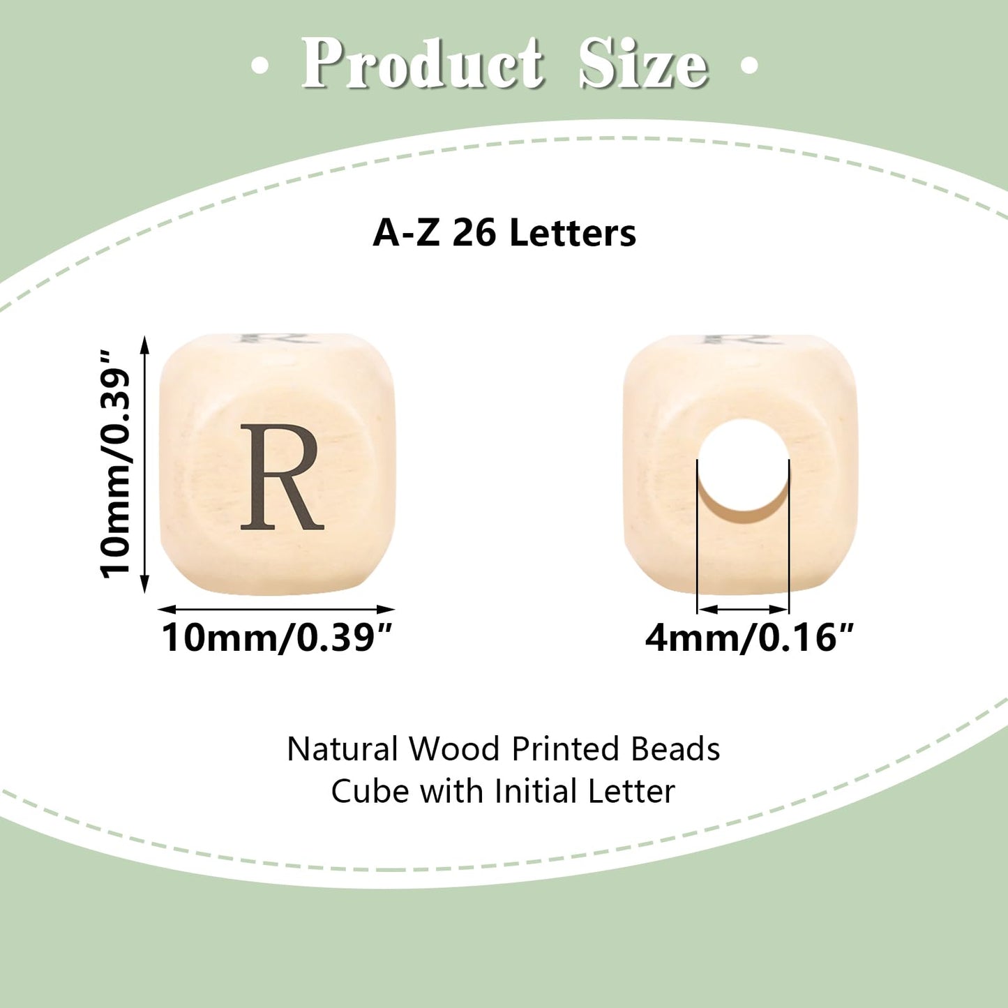 YANGRISE 260pcs Wood Letter Beads - 10mm Cube Alphabet Wooden Craft Letter Spacer Beads Bulk for Jewelry Making
