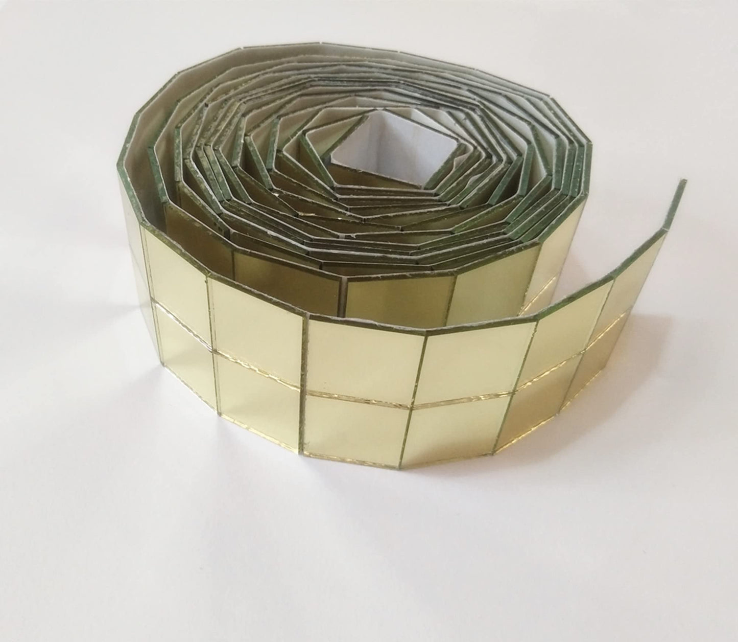 250PCS of 3/4'' Glass Mirror Roll Tiles for Crafts, 2CM Mini Square Glass Mirror Tiles Self Adhesive Mirror Strips for Wall (2.5 Meters, Gold Mirror)