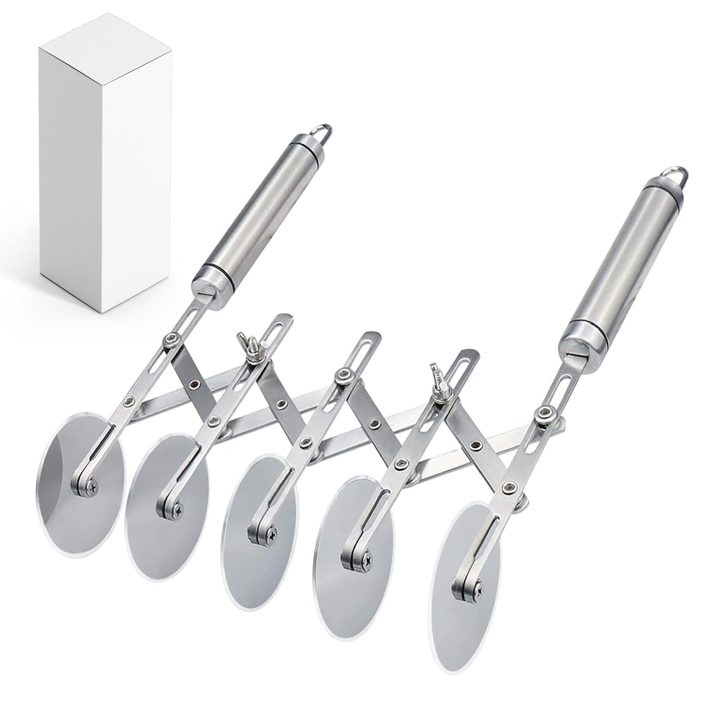 5-Wheel Professional Pastry Cutter - Stainless Steel Pizza & Dough Tool, Multi-Use Kitchen Utensil for Baking, Lattice Cutting, Cookie Dividing - Heavy Duty Pastry Wheel with Ergonomic Handle