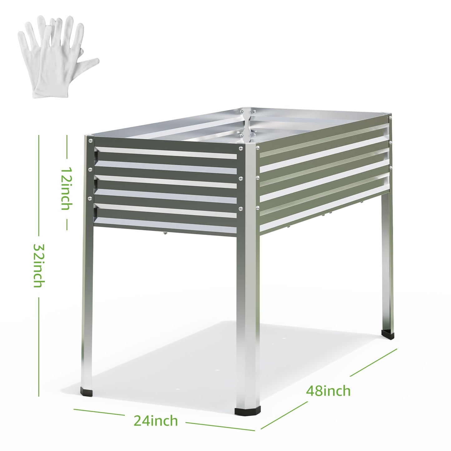 FOYUEE Galvanized Raised Garden Bed with Legs, 48 gallons, 48"x24"x32" Large Metal Elevated Planter Boxes with Drainage Holes,for Vegetables, Flowers, Backyard, Patio, Balcony