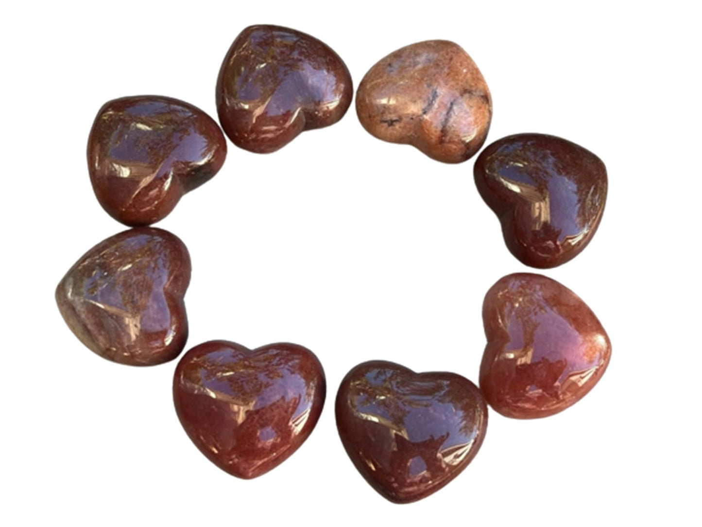 Strawberry Quartz Gemstone Hearts, Polished Strawberry Quartz Puffy Hearts, Strawberry Quartz Crystal Palm Stone, Strawberry Quartz Healing Crystal Hearts (1 Heart)