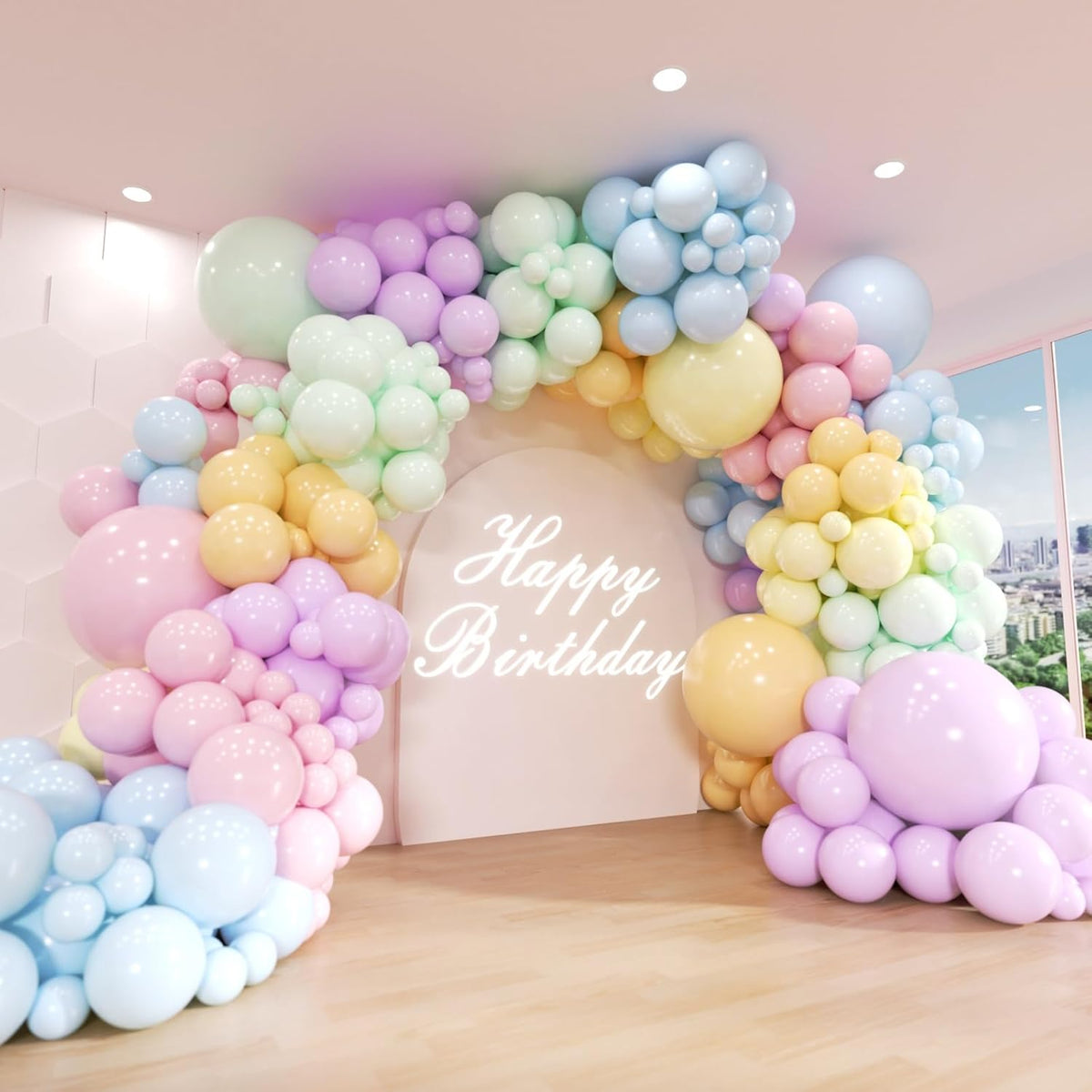 Pastel Rainbow Balloon Arch Kit, 162 Pcs – Macaron Assorted Colorful Latex Balloons for Baby Shower, Wedding, Birthday & Easter Party Decorations