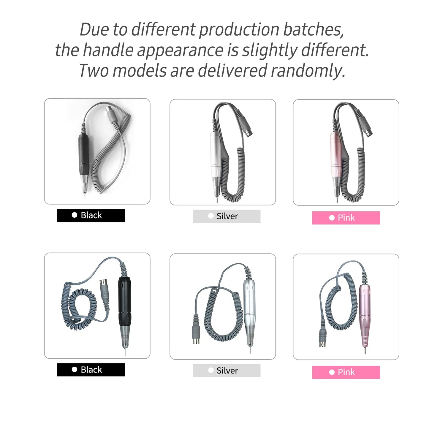 Sunydog Professional Electric Nail Art Drill Pen Handle File Polish Grind Machine Handpiece Manicure Pedicure Tool Nail Art Accessories Sliver