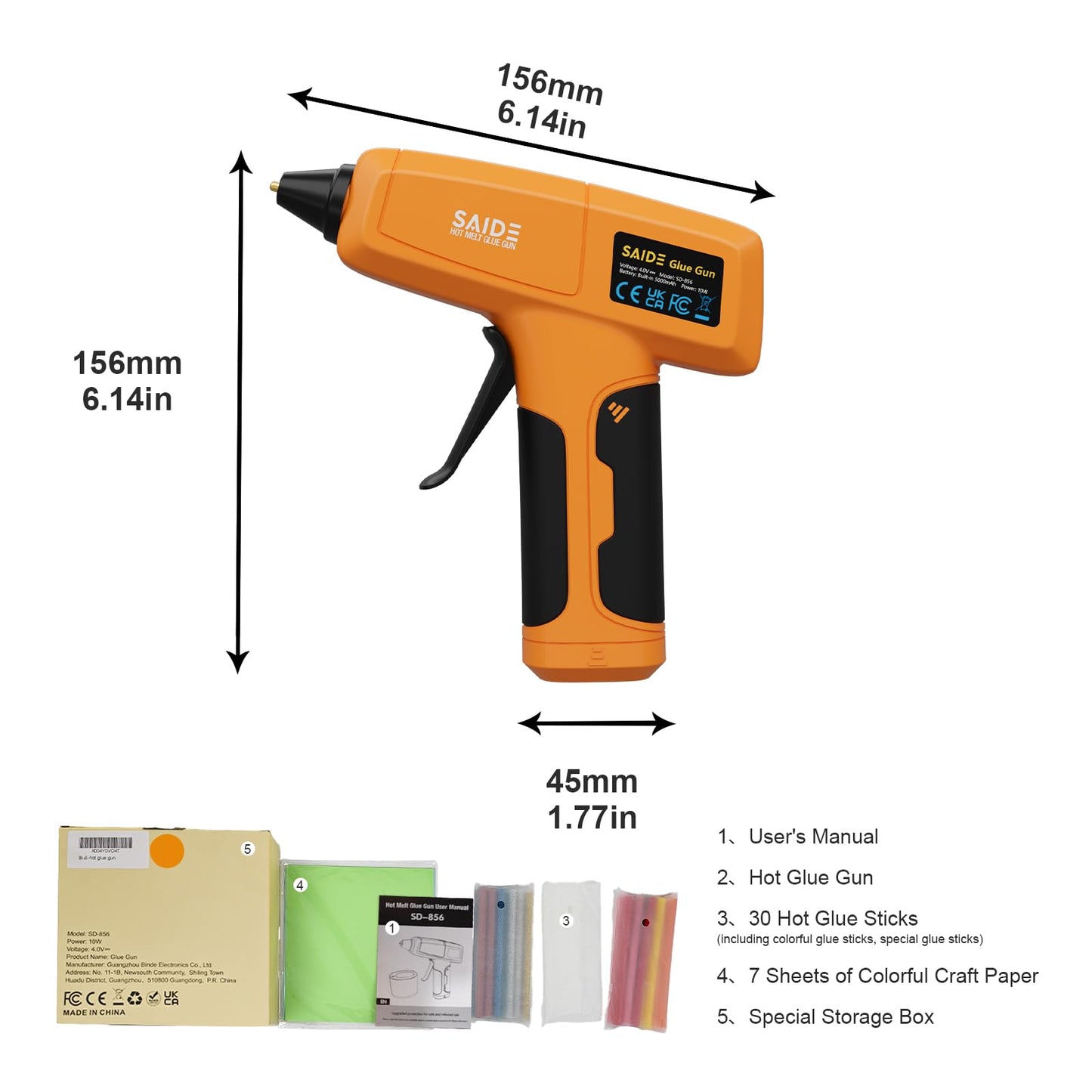 Cordless Hot Glue Gun Kit, Wireless Mini Glue Gun Fast Heating, Rechargeable Battery Powered, Portable Craft Glue Gun for DIY Crafts, Home Repair, Quick Fix, Wood Plastic Fabric，Yellow