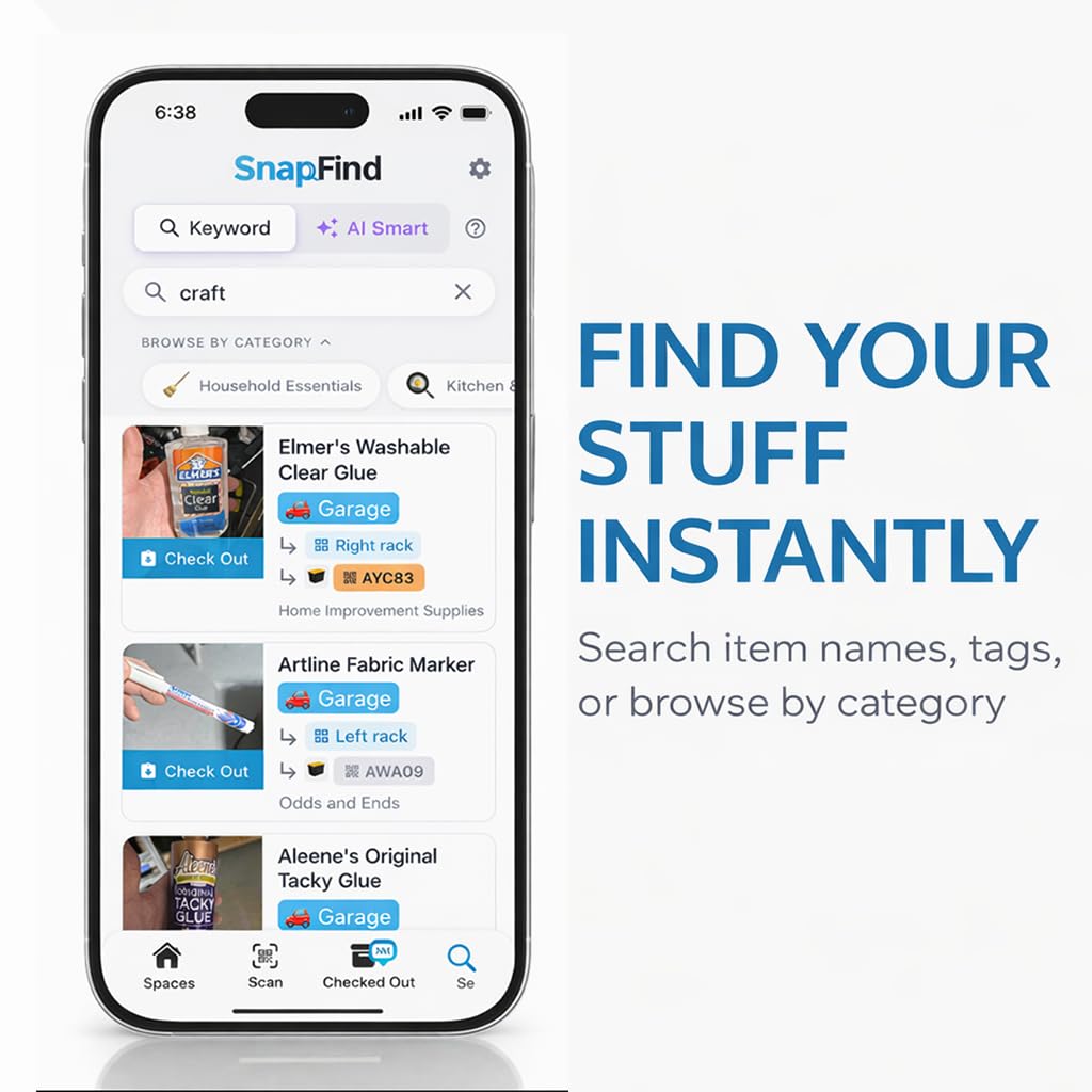SnapFind Smart QR Code Labels – AI Auto-Labeling, No Typing! Storage Bins & Moving Containers – iOS and Android App – 48 Color-Coded Stickers (2.5" x 2.5")