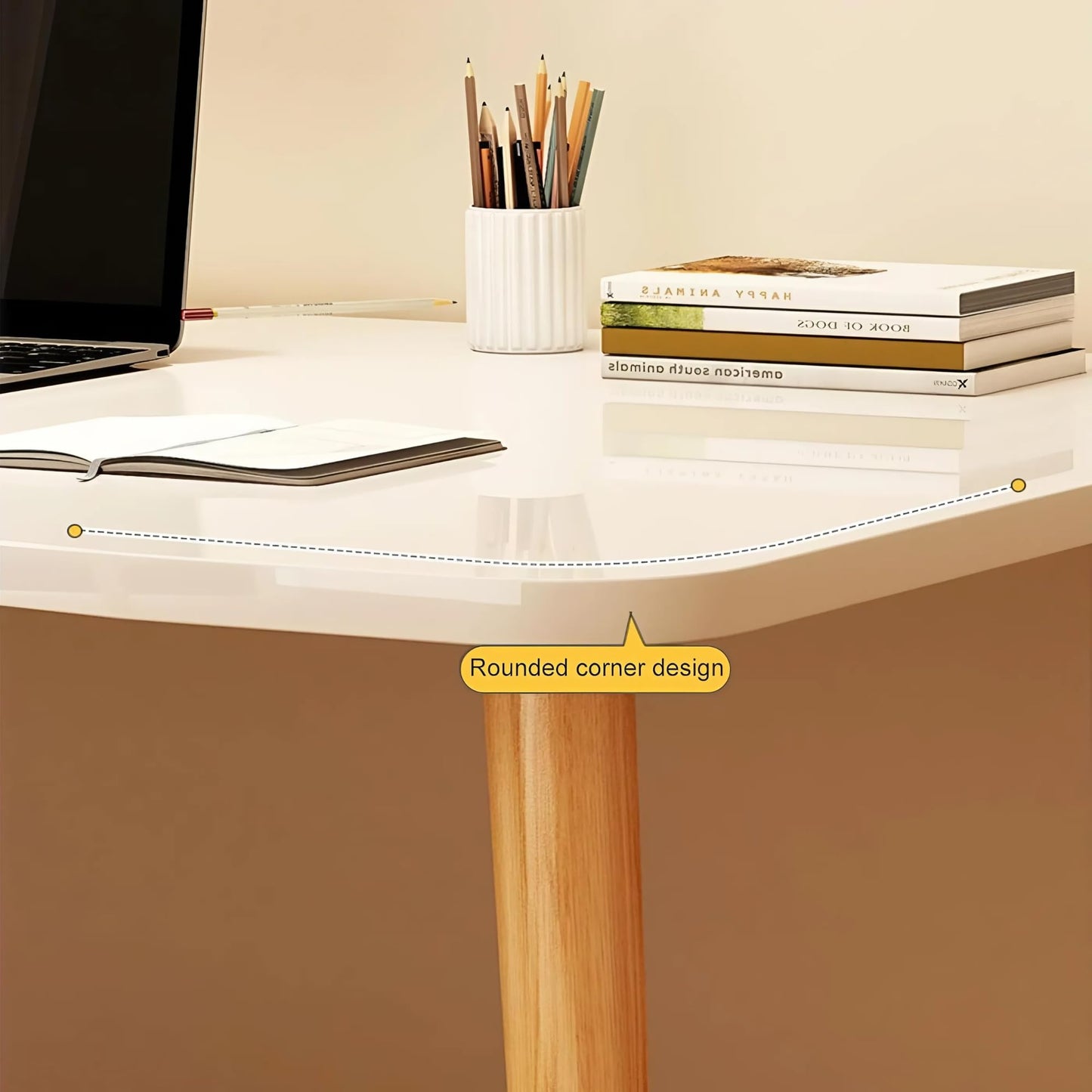 SRIAA Modern White Wooden Computer Table, 40" L x 20" W x 30" H inches – Durable and Stylish Desk for Home Office, Bedroom, or Study