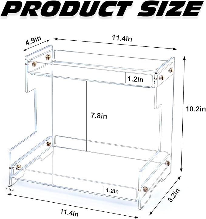 Clear Bathroom Countertop Organizers and Storage,2 Tier Acrylic Cosmetics Stand Vanity Storage Organizer,Large Capacity Corner Shelf for Bathroom,Dresser,Kitchen 11.4" L x 8.3" W x 10.2" H