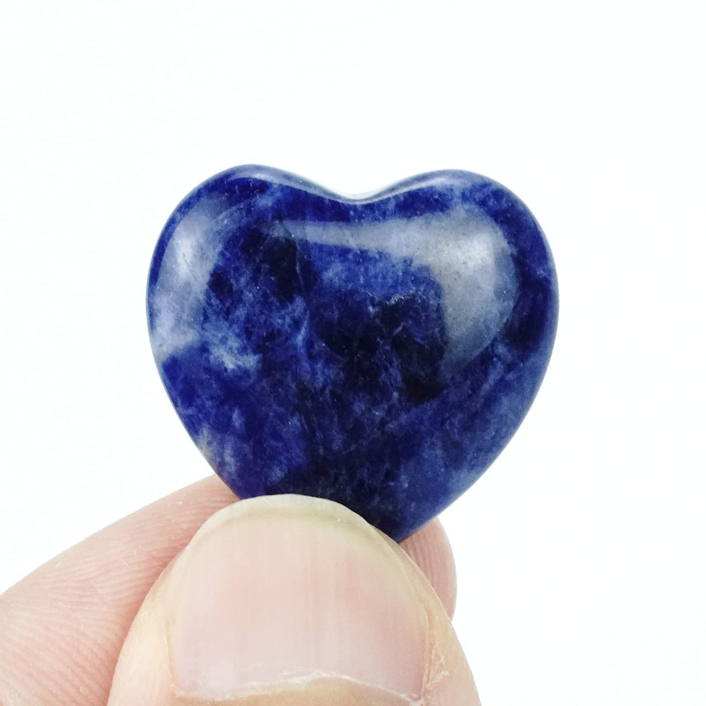 Marrywindix 15 Packs 0.8 Inch Healing Crystal Natural Sodalite Heart Love Carved Palm Worry Stone Chakra Reiki Balancing