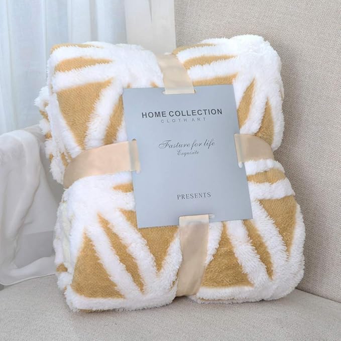LOMAO Sherpa Fleece Blanket Fuzzy Soft Throw Blanket Dual Sided Blanket for Couch Sofa Bed (Yellow, 71''x80'')