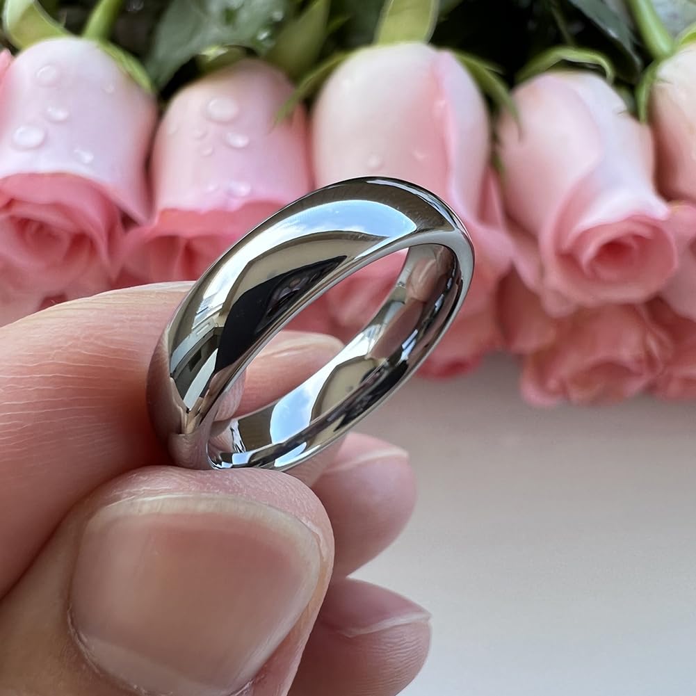 TUTISS 5mm Tungsten Carbide Rings for Men Women Engagement Wedding Bands Domed Polished Shiny Comfort Fit Size 13